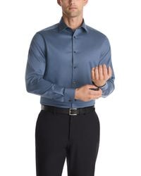Calvin Klein - Dress Shirt Non Iron Stretch Slim Fit Solid Steel Blue - Lyst