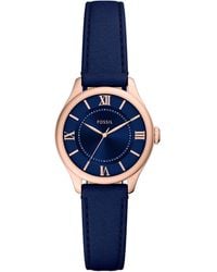 Fossil - Gilmore Three-hand Date Blue/rose Gold-tone Stainless Steel Vintage-inspired Watch - Lyst