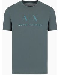 Armani Exchange - Regular Fit Cotton T-shirt With Contrasting Logo - Lyst