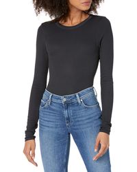 Enza Costa - Womens Stretch Silk Rib Fitted Long Sleeve Crew Neck Top T Shirt - Lyst