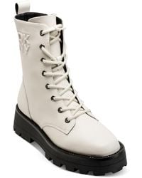 DKNY - Sejal Lace Up Combat Boot With Logo Detail Fashion - Lyst