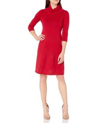 Nine West - Cowl Neck Fit And Flare Knit Dress - Lyst