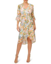 Adrianna Papell - Floral Faux Wrap Dress - Lyst