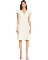 Maggy London - V-neck Cap Sleeve Knee Length Fit And Flare Summer Dress For - Lyst