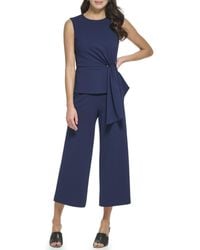 DKNY - Knit Crepe Peplum Jumpsuit Dress - Lyst