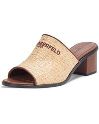 Karl Lagerfeld - Paris Harford Heeled Sandal Mule With Embroidered Logo Wedge - Lyst