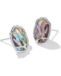 Kendra Scott - , S, Daphne Coral Frame Stud Earrings, Silver Abalone, One Size - Lyst