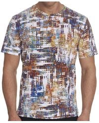 White Classic Fit Robert Graham Broken Tapes Graphic Print Knit T-Shirt