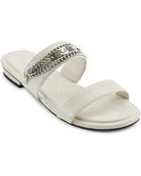 Karl Lagerfeld - Paris Canne Double Band Flat Sandal With Chain Logo Design Heeled - Lyst