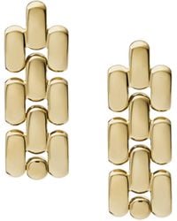 Fossil - Arden Watch Links Gold-tone Stainless Steel Drop Earrings - Lyst