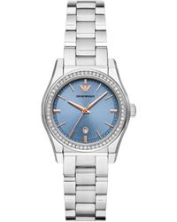 Emporio Armani - Three-hand Date Silver Stainless Steel Bracelet Watch - Lyst