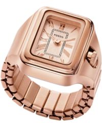 Fossil - Watch Ring With Two-hand Analog Display And Stainless Steel Expansion Band - Lyst