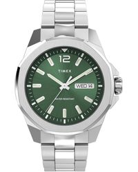 Timex - Stainless Steel Bracelet Green Dial Silver-tone - Lyst