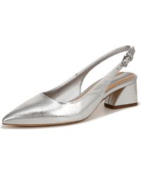 Franco Sarto - S Racer Slingback Low Block Heel Pointed Toe Pump Silver Metallic 7.5 M - Lyst