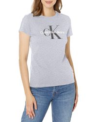 Calvin Klein - Foil Monogram Logo V-neck Short Sleeve Iconic Tee T-shirt - Lyst