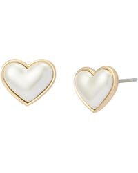 Betsey Johnson - Jewelry Pearl Heart Stud Earrings - Lyst