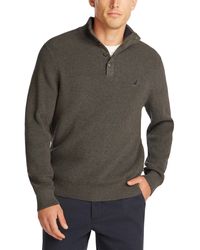 Nautica Long Sleeve Button Mock Neck Sweater