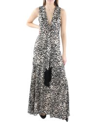 BCBGMAXAZRIA - Sleeveless Plunging V Neck Front Tie Fringe Maxi Floor Length Evening Gown - Lyst