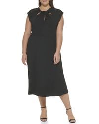 DKNY - Plus Size Short Sleeve Scuba Crepe Twist Neck Midi Dress - Lyst