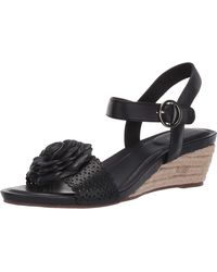 Taryn Rose Senja Womens Size 5M Black Wedge Sandals Shoes 