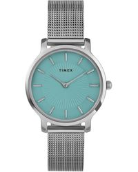 Timex - Silver-tone Mesh Bracelet Quick Release Blue Dial Silver-tone - Lyst