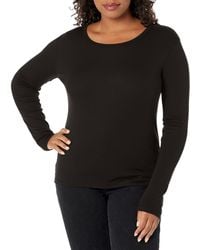 Splendid - 1x1 Rib Long Sleeve Crewneck T-shirt Top Black - Lyst