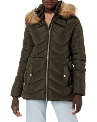 london fog faux fur hooded puffer coat