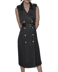 Karl Lagerfeld - Paris Belted Sleeveless Satin Back Crepe Midi Dress - Lyst