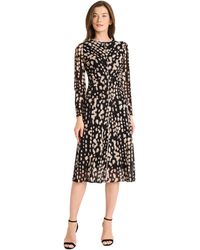 Maggy London - Abstract Animal Print A-line Pleated Skirt Round Neck Fitted Bodice Cocktail Wedding Guest Work - Lyst