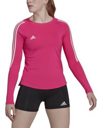 adidas - Hi Low Jersey Long Sleeve Team Shock Pink/white Large - Lyst
