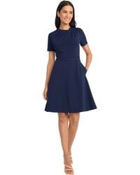 Maggy London - A-line Short Sleeve Gathered Neckline Knee Length Business Casual Cocktail Wedding Guest Dress - Lyst