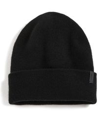 Vince - S Cashmere Fine Rib Double Layer Cuff Knit Hat,black,os - Lyst