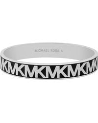 Michael Kors - Silver-tone Brass Logo Bangle Bracelet - Lyst