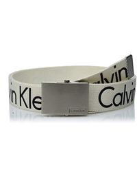 calvin klein men's white belt