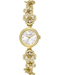 Kate Spade - Monroe Floral Gold-tone Stainless Steel Bracelet Watch - Lyst