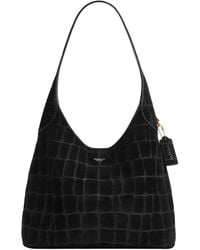 COACH - Brooklyn Shoulder Bag 28 In Crocodile Embossed Suede - Lyst
