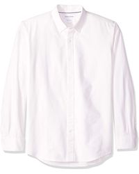 Essentials Mens Regular-Fit Long-Sleeve Stripe Oxford Shirt
