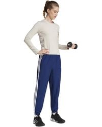 adidas Train Essentials 3-stripes Woven Pants in White | Lyst