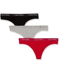 Calvin Klein Motive Cotton Multipack Thong Panty in Black | Lyst