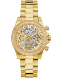 Guess - Gold Tone Strap Clear Dial Two-tone - Lyst