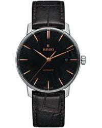 Rado - Coupole Automatic Male With Black Dial And Date Display With Leather Strap And Swiss Automatic Movement - Lyst