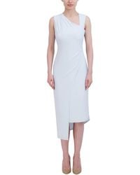 BCBGMAXAZRIA - Asymmetrical Neck Midi Knit Dress - Lyst