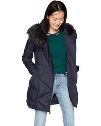 French Connection 3/4 Asymmetrical Oversized Puffer Coat - Blue