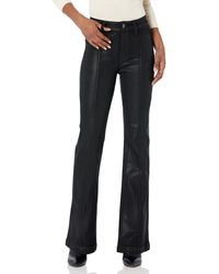 PAIGE - Clean Front High Rise Laurel Canyon With Pintucks Flare In Black Fog Luxe Coating - Lyst