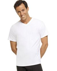 Hanes V Neck White T Shirts for Men 