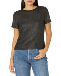 PAIGE - Lor Tee Crew Neck Ribbed Fabric Fitted In Black/silver - Lyst