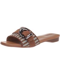 Naturalizer - S Santiago Fashion Slip On Slide Flat Sandal With Buckle,toffee Brown,5m - Lyst