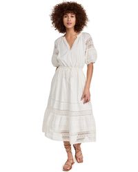 Velvet By Graham & Spencer - Womens Andy Cotton Lace Midi Length Puff Sleeve Casual Dress - Lyst
