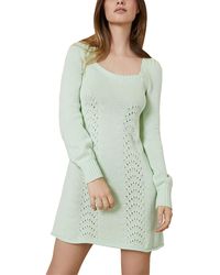 BCBGeneration - Long Sleeve Mini Sweater Dress With Square Neck - Lyst