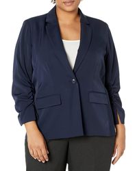 Calvin Klein - Plus Size Professional Crepe Ruched Sleeve With Button Blazer - Lyst